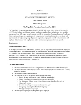 NOTICE OF WAGE THEFT PREVENTION AMENDMENT ACT OF  2014-1